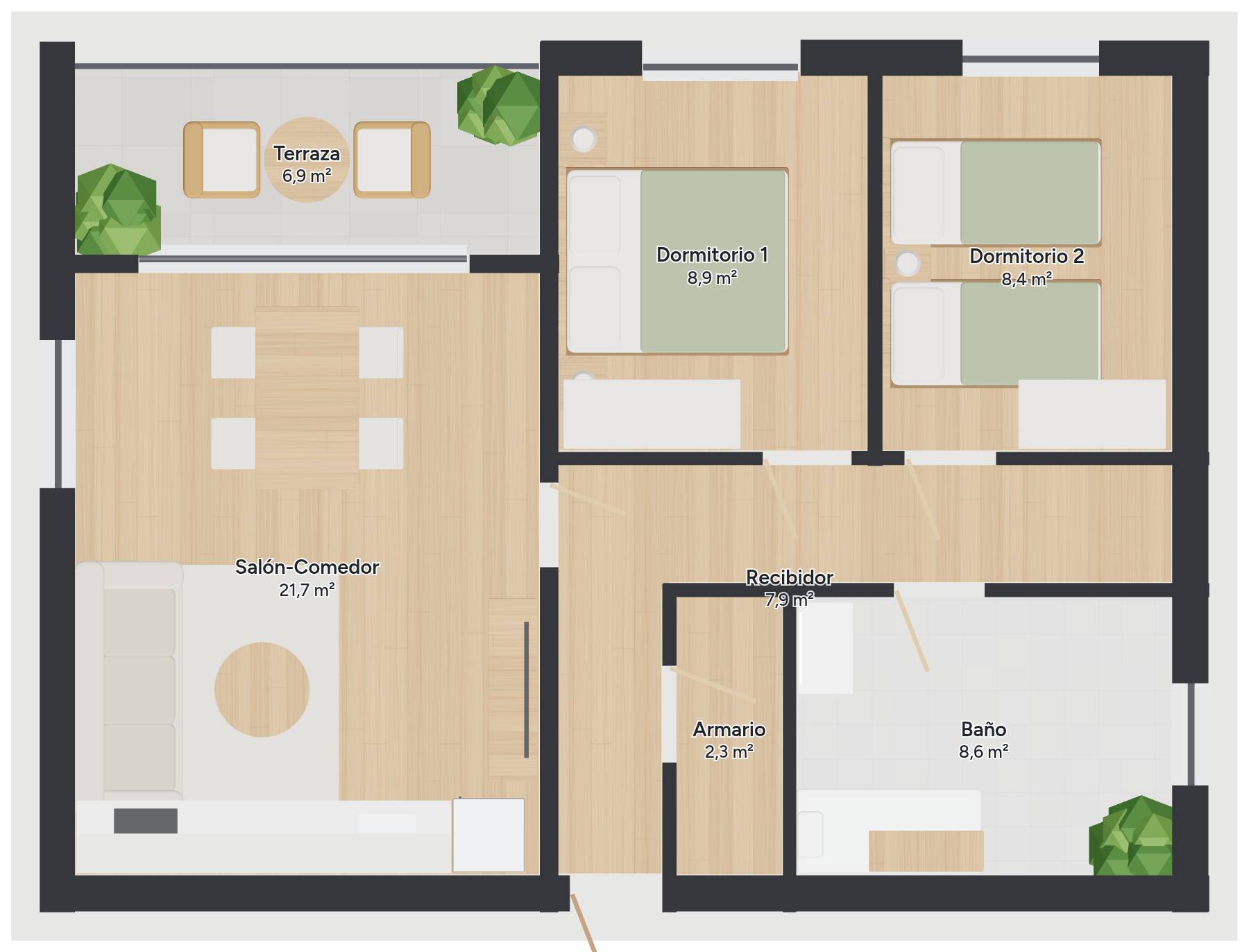 Plano de la vivienda 2B